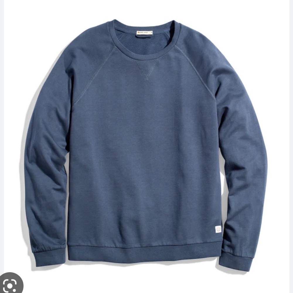 MARINE LAYER Men’s Garment Dye Fleece Long-Sleeve Shirt in Vintage Indigo L